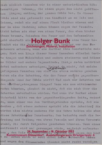 Katalog »Holger Bunk – Zeichnungen, Malerei, Installation« (1983)