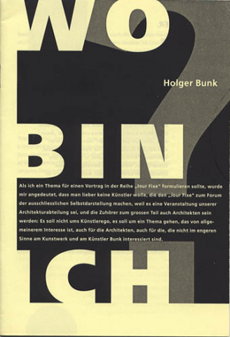 Katalog »Holger Bunk – Wo bin ich« (2000)