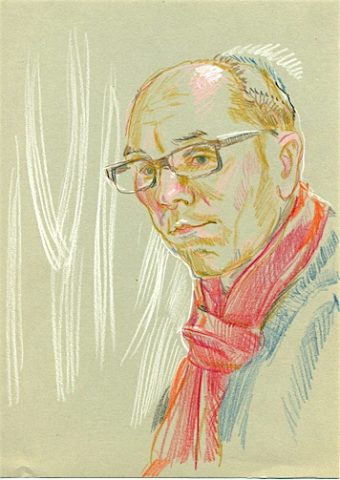 Holger Bunk – »Selbstporträt (Kopf mit rotem Schal)« (75-11)